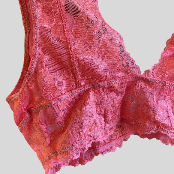 NWT Intimately Free People Galloon Lace Deep V Bra Bralette - Pink Coral - Picture 3 of 5